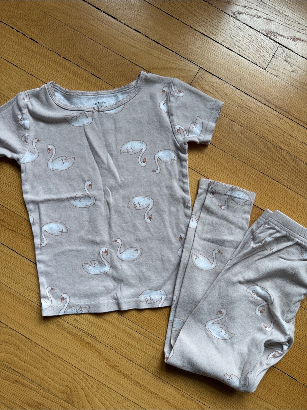 Carter's Pale Pink Swan Print Pajama Set